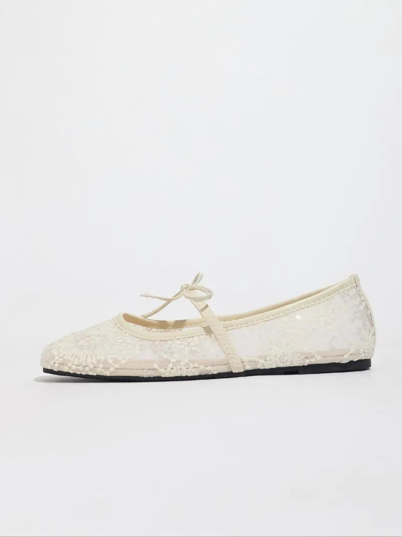 Women's Embroidered Mesh Netted Ballet Flats