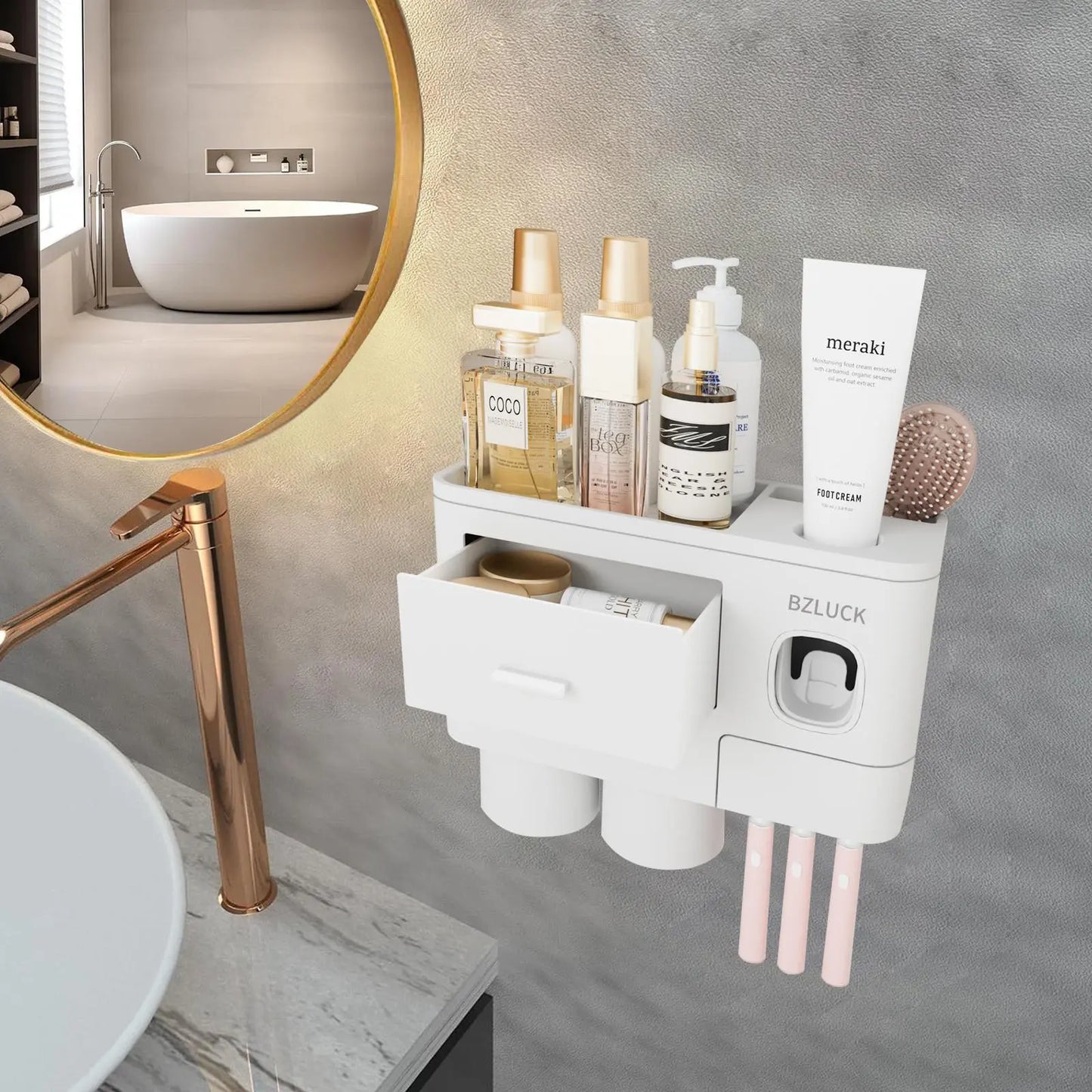 Multifunction Toothbrush Holder & Dispenser