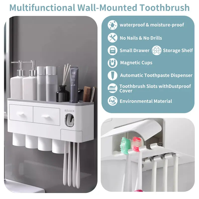 Multifunction Toothbrush Holder & Dispenser