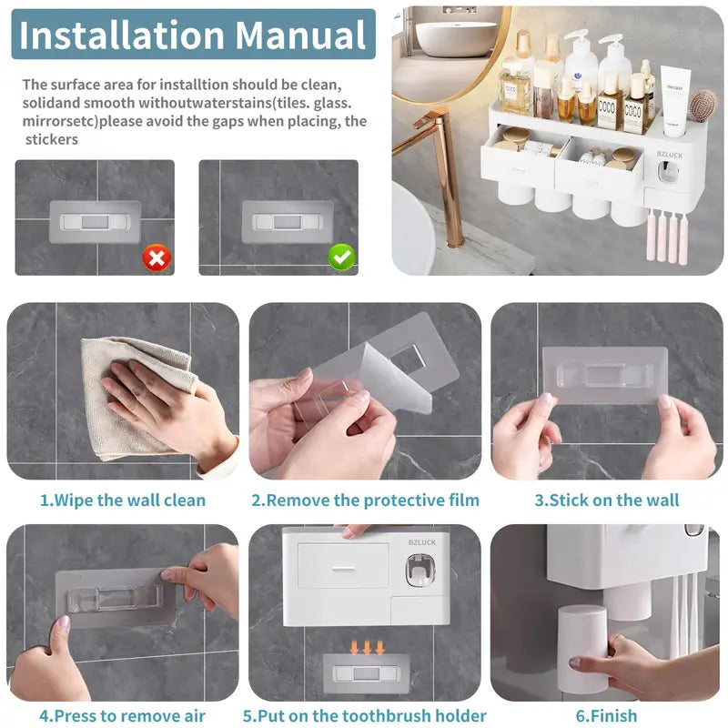Multifunction Toothbrush Holder & Dispenser