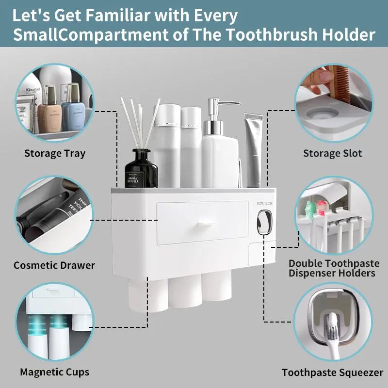 Multifunction Toothbrush Holder & Dispenser