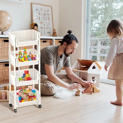 Multifunctional Multi-Layer Plastic Storage Cart