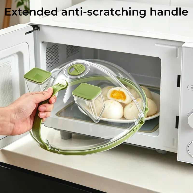 Foldable Microwave Splatter Cover with Dual Water Steamer