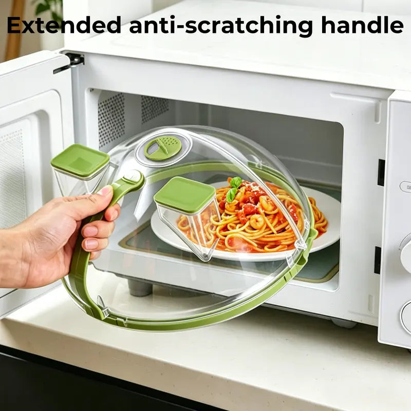 Foldable Microwave Splatter Cover with Dual Water Steamer