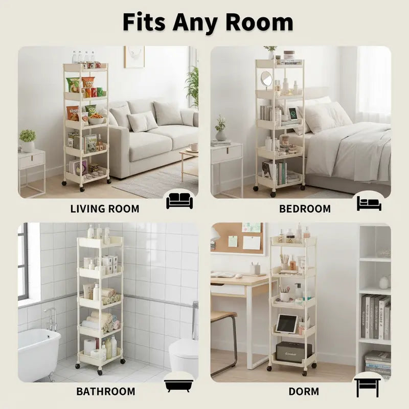 Multifunctional Multi-Layer Plastic Storage Cart