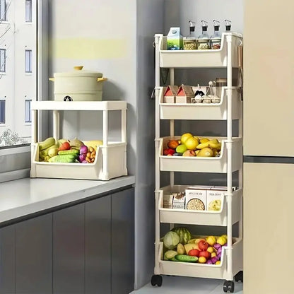 Multifunctional Multi-Layer Plastic Storage Cart