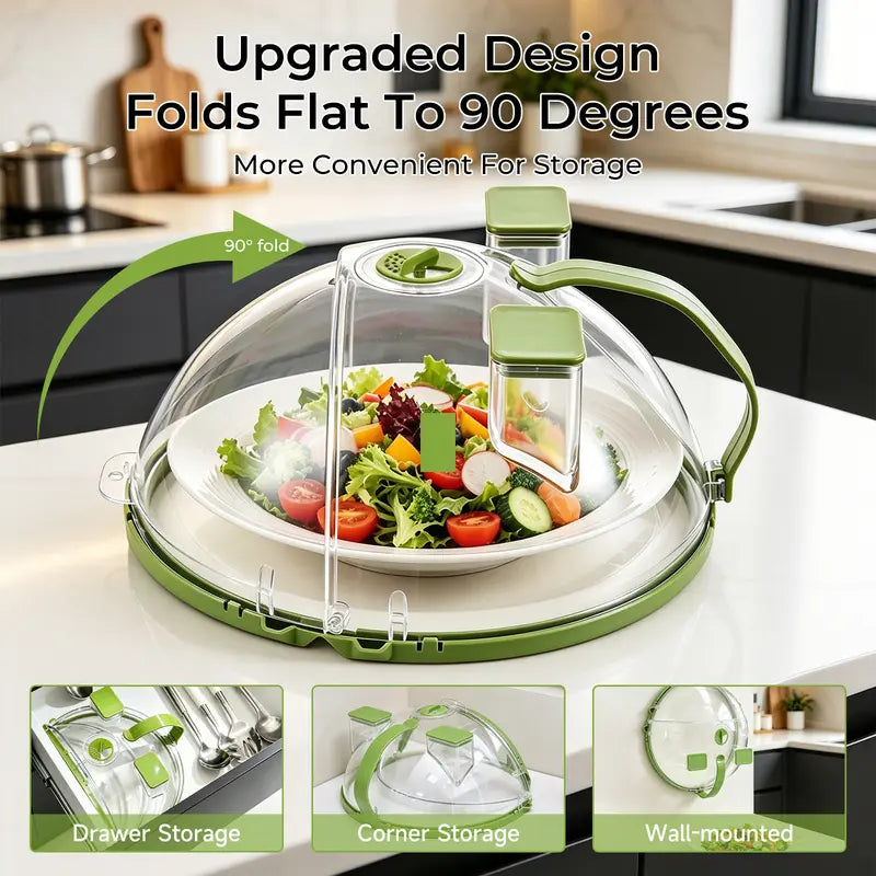 Foldable Microwave Splatter Cover with Dual Water Steamer