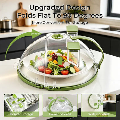 Foldable Microwave Splatter Cover with Dual Water Steamer