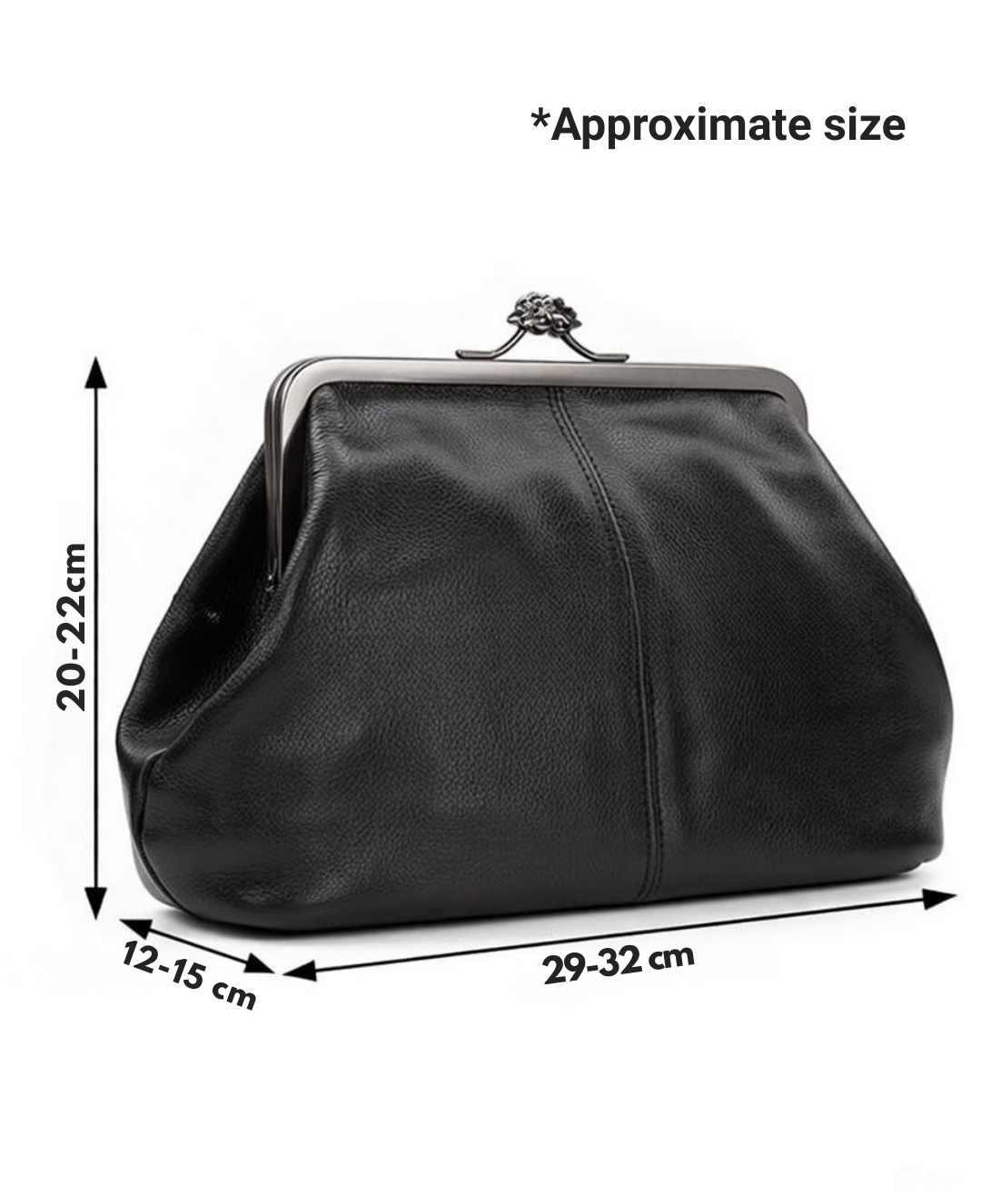 Kiss-lock Closure Adorned Leather Bag